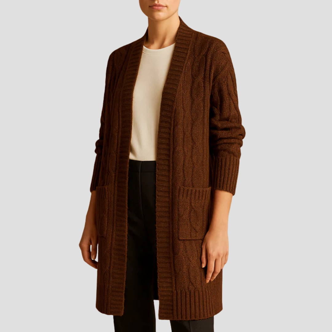 Long Cable Knit Cardigan
