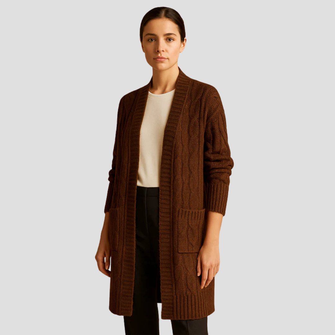 Long Cable Knit Cardigan