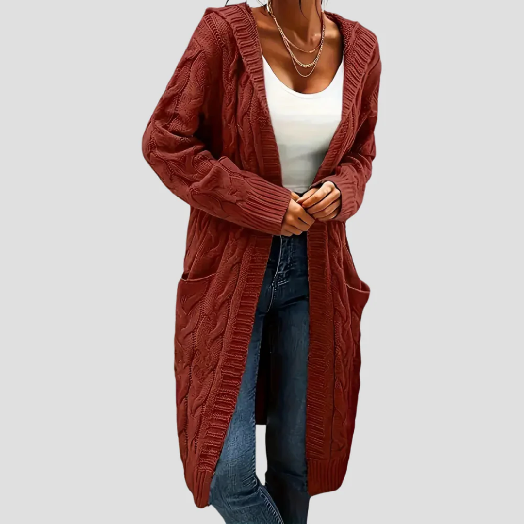 Janet | Long Cable Knit Cardigan