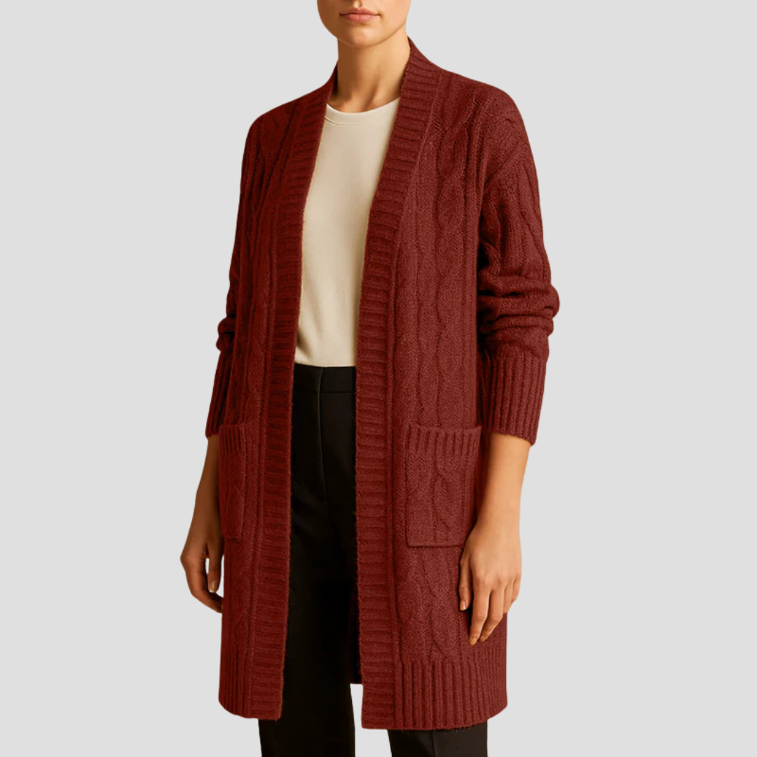 Long Cable Knit Cardigan