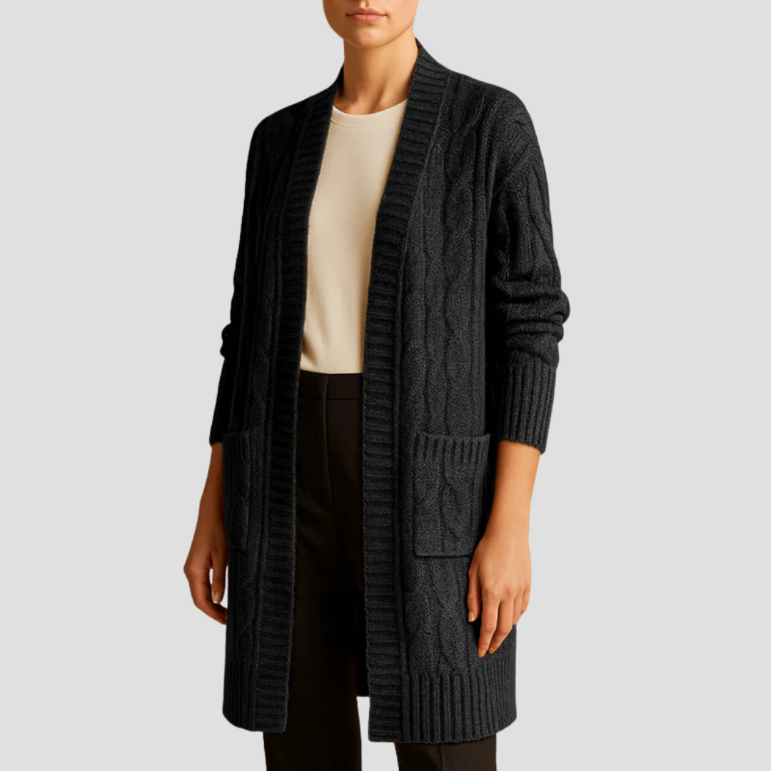 Long Cable Knit Cardigan