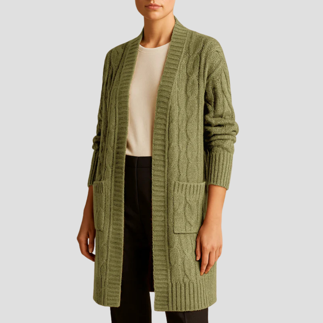Long Cable Knit Cardigan