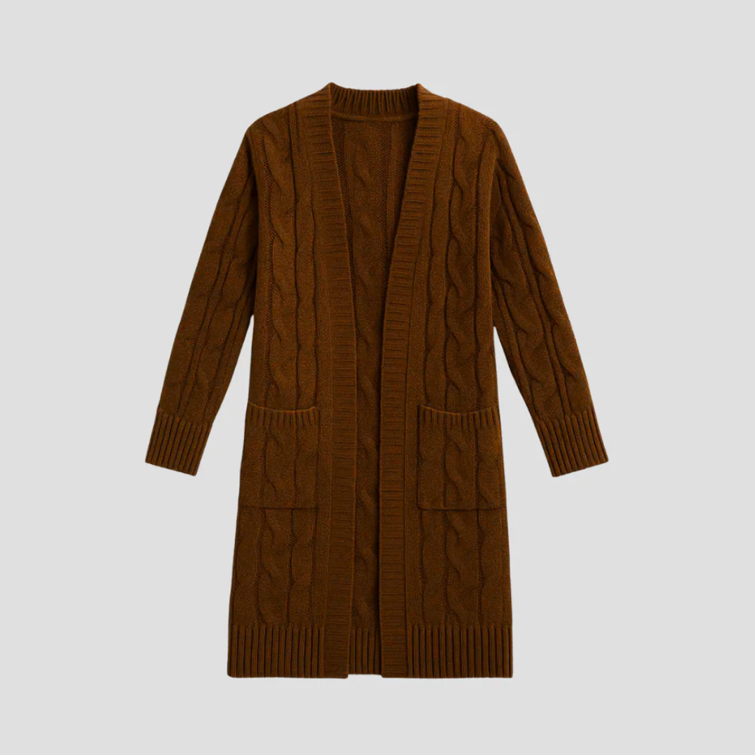 Janet | Long Cable Knit Cardigan