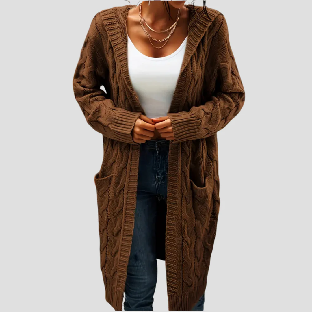 Janet | Long Cable Knit Cardigan