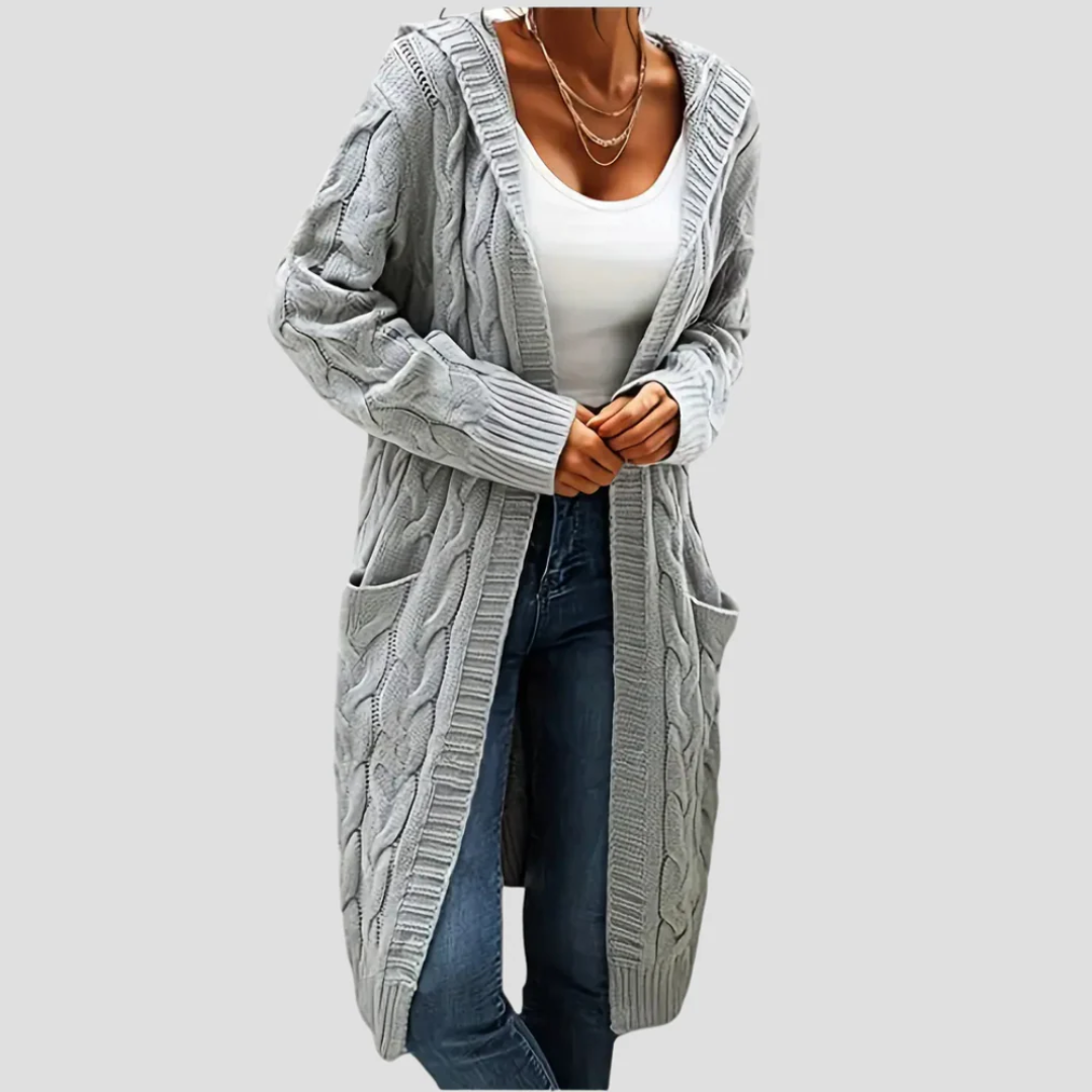 Janet | Long Cable Knit Cardigan