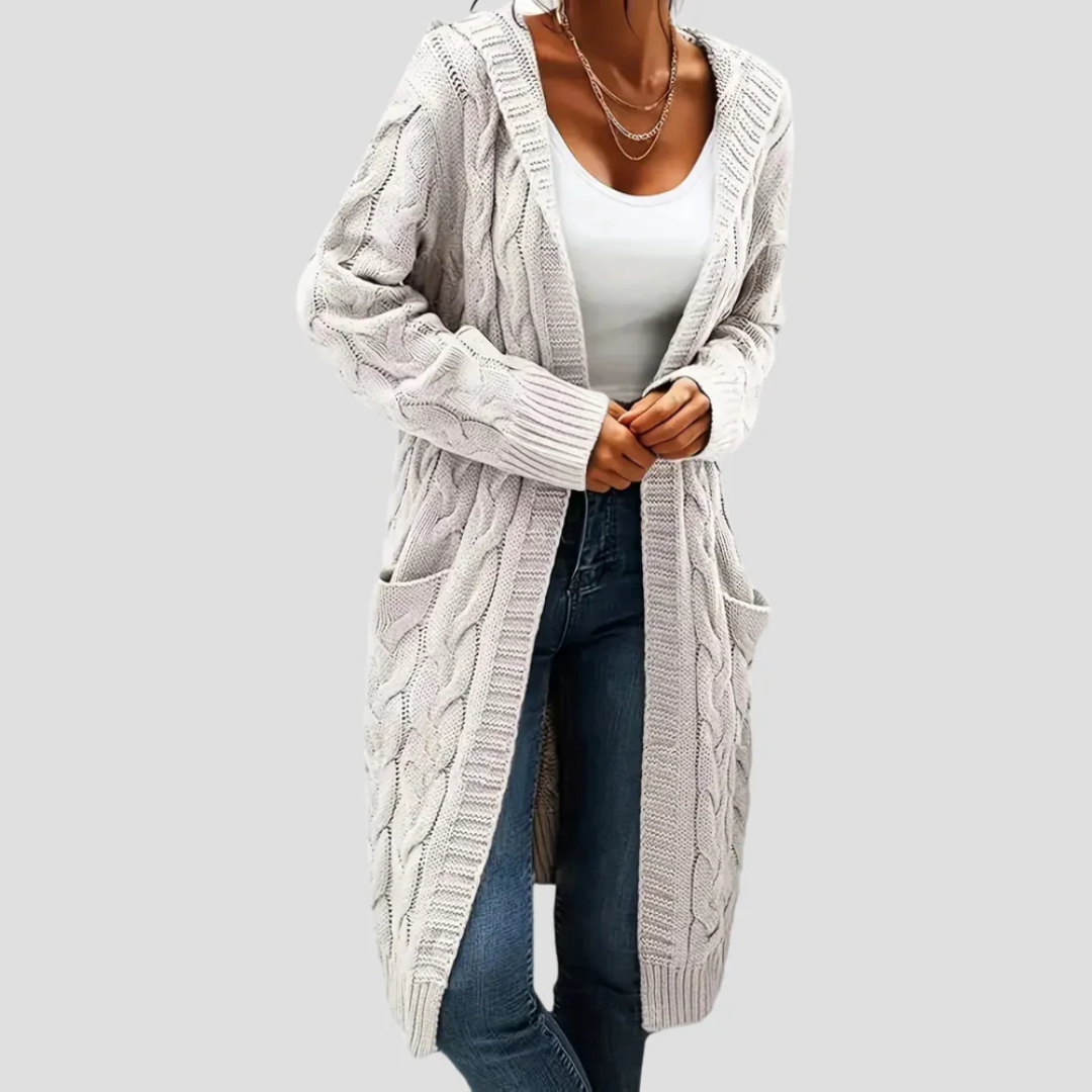 Janet | Long Cable Knit Cardigan