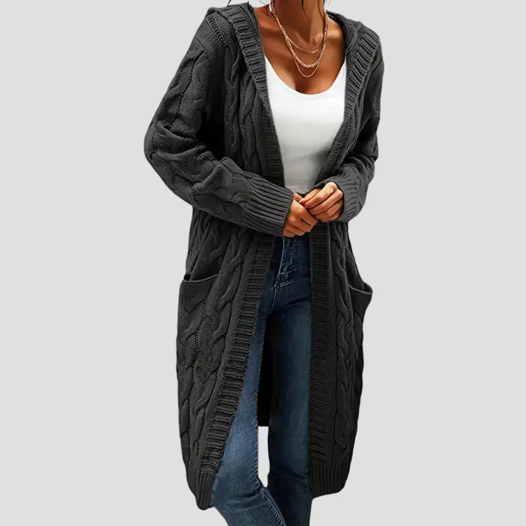Janet | Long Cable Knit Cardigan