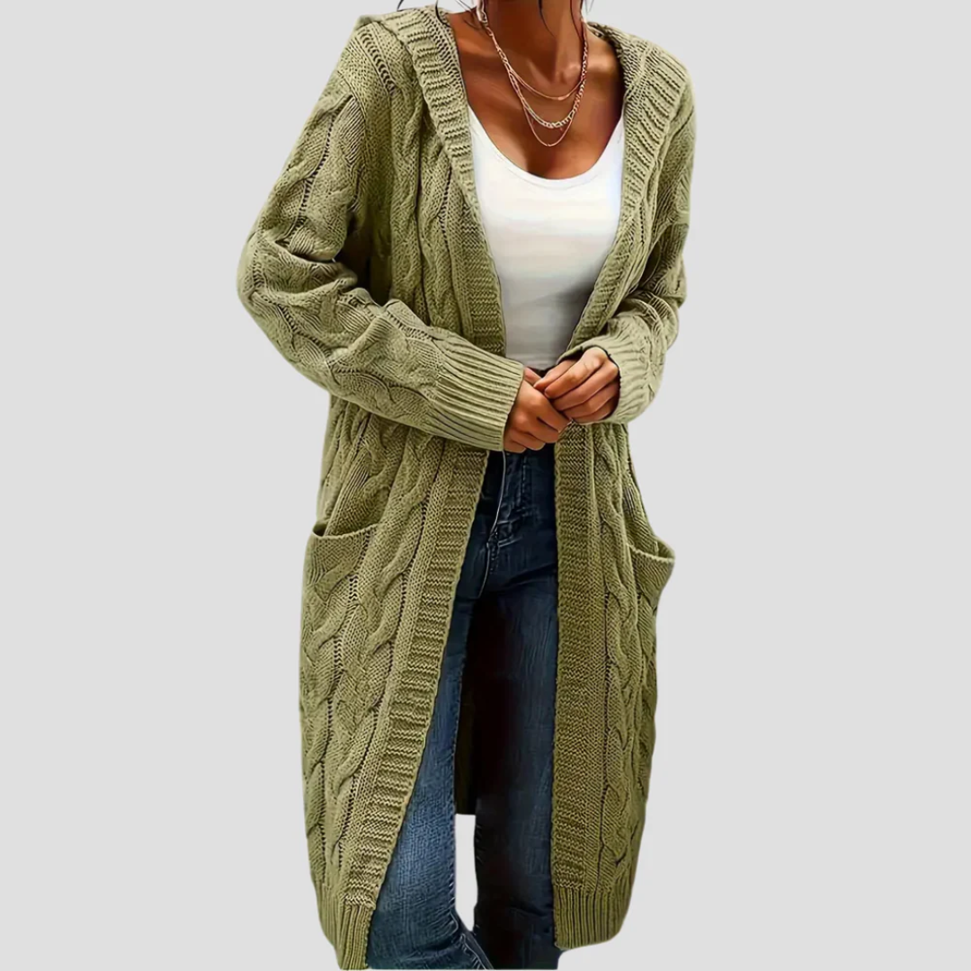 Janet | Long Cable Knit Cardigan