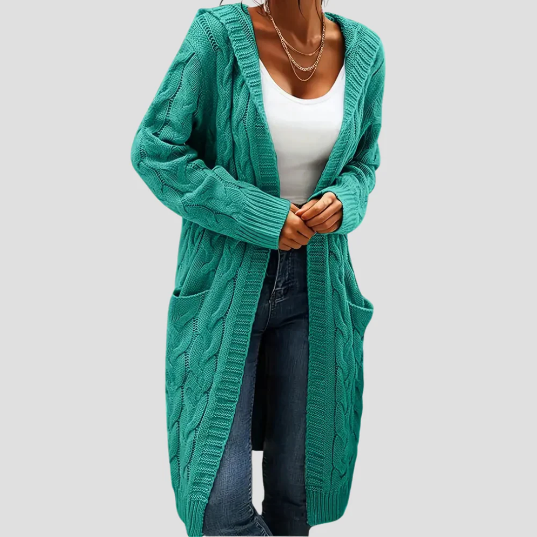 Janet | Long Cable Knit Cardigan